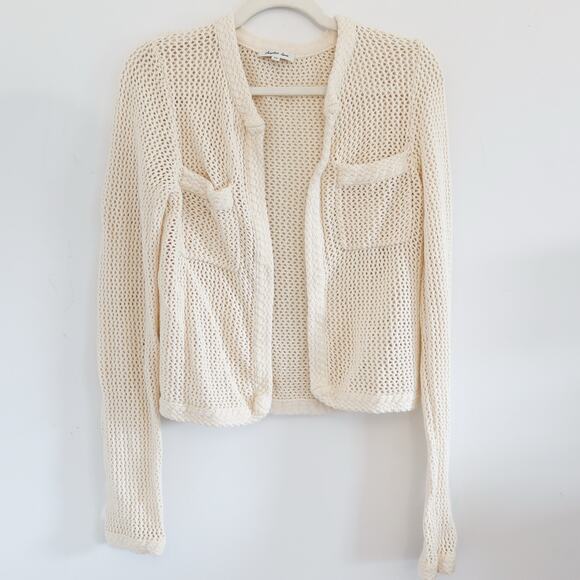 Another Love Filomena Cardigan Sweater Vintage Cream Crocheted XS - Picture 2 of 9